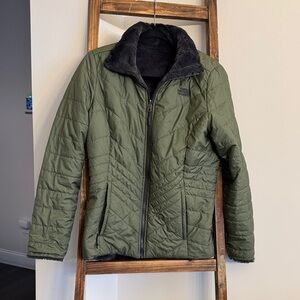 The North Face Olive Green Quilted Jacket Reversible